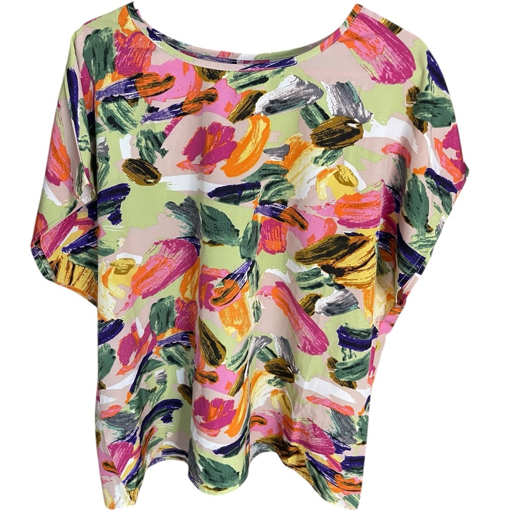Emery Rose Brushstroke Top Multi Color Pink Red